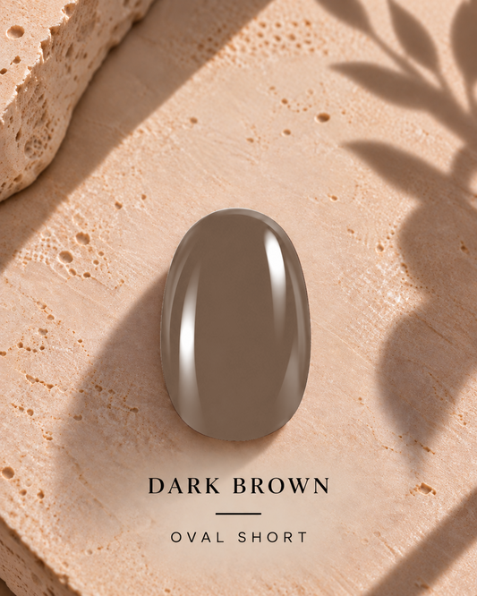 Neilé Dark Brown gelwraps op de hand — oval short met extension