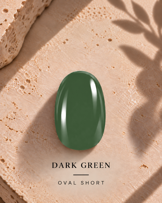 Neilé Dark Green gelwraps op de hand — oval short met extension