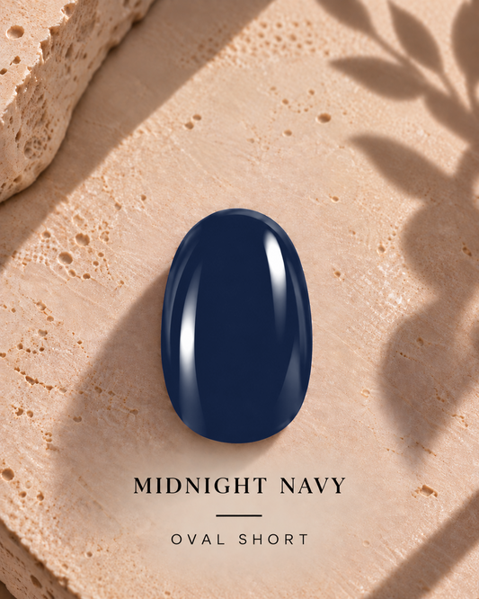 Neilé Midnight Navy gelwraps op de hand — oval short met extension